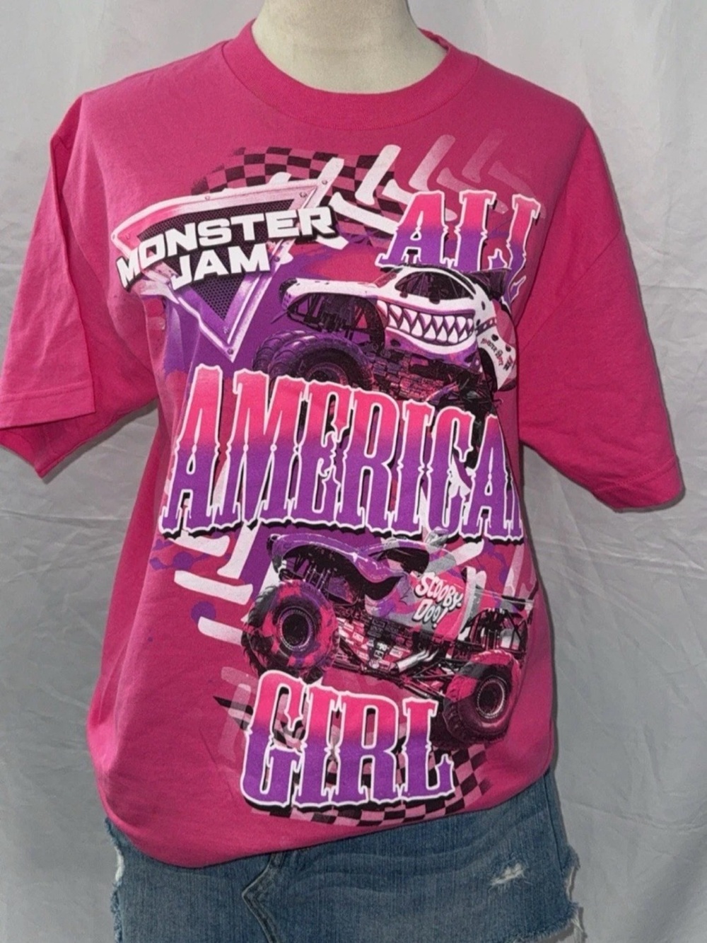 All American Girl Hot Pink Monster Jam Graphic Tee Scooby doo